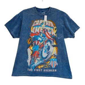 Captain America Graphic T Shirt Acid Wash Marvel Streetwear First Avenger Size M